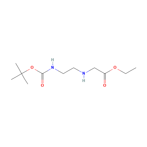 ethyl 2-[2-[(2-methylpropan-2-yl)oxycarbonylamino]ethylamino]acetate (CAS: 72648-80-7) - Chemical Structure and Molecular Formula 
