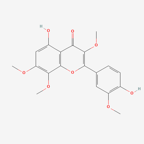5-hydroxy-2-(4-hydroxy-3-methoxyphenyl)-3,7,8-trimethoxychromen-4-one (CAS: 571-71-1) - Chemical Structure and Molecular Formula 