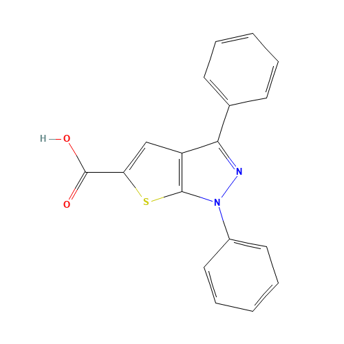 1,3-diphenylthieno[2,3-c]pyrazole-5-carboxylic acid (CAS: 24086-34-8) - Chemical Structure and Molecular Formula 