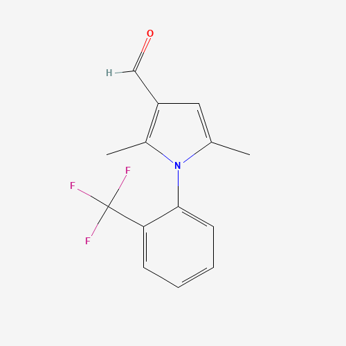 2,5-dimethyl-1-[2-(trifluoromethyl)phenyl]pyrrole-3-carbaldehyde (CAS: 932226-24-9) - Chemical Structure and Molecular Formula 