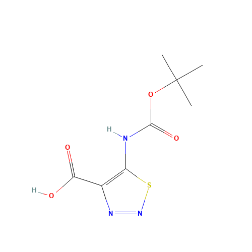 5-[(2-methylpropan-2-yl)oxycarbonylamino]thiadiazole-4-carboxylic acid (CAS: 1352200-26-0) - Chemical Structure and Molecular Formula 