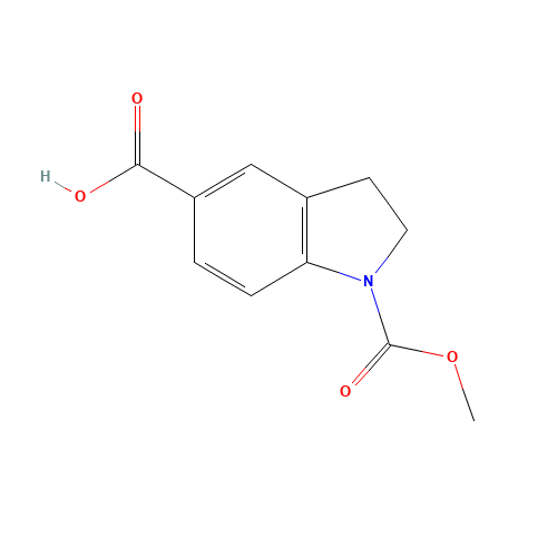 1-methoxycarbonyl-2,3-dihydroindole-5-carboxylic acid (CAS: 158545-62-1) - Chemical Structure and Molecular Formula 