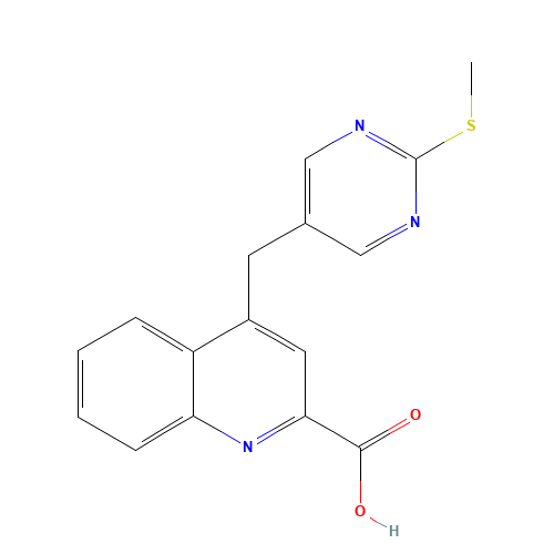 4-[(2-methylsulfanylpyrimidin-5-yl)methyl]quinoline-2-carboxylic acid (CAS: 1314143-30-0) - Chemical Structure and Molecular Formula 