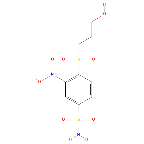 4-(3-hydroxypropylsulfonyl)-3-nitrobenzenesulfonamide (CAS: 108966-60-5) - Chemical Structure and Molecular Formula 