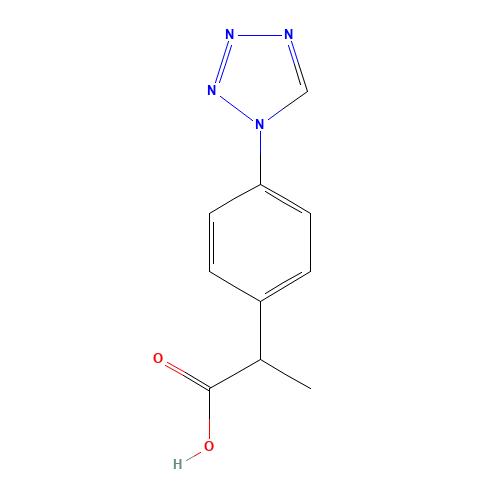 2-[4-(tetrazol-1-yl)phenyl]propanoic acid (CAS: 1374573-46-2) - Chemical Structure and Molecular Formula 