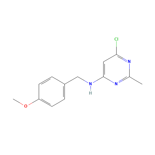 6-chloro-N-[(4-methoxyphenyl)methyl]-2-methylpyrimidin-4-amine (CAS: 1253574-21-8) - Chemical Structure and Molecular Formula 