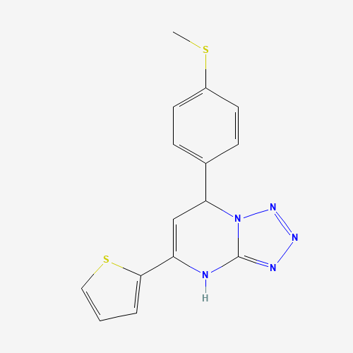 7-(4-methylsulfanylphenyl)-5-thiophen-2-yl-1,7-dihydrotetrazolo[1,5-a]pyrimidine (CAS: 440639-75-8) - Chemical Structure and Molecular Formula 