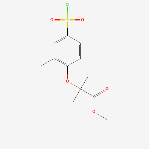 ethyl 2-(4-chlorosulfonyl-2-methylphenoxy)-2-methylpropanoate (CAS: 447406-76-0) - Chemical Structure and Molecular Formula 