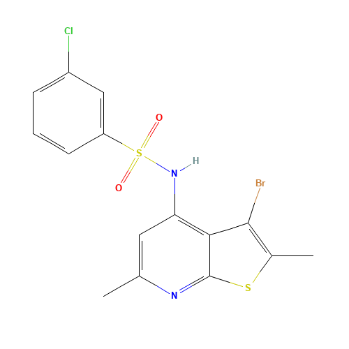 N-(3-bromo-2,6-dimethylthieno[2,3-b]pyridin-4-yl)-3-chlorobenzenesulfonamide (CAS: 1312593-41-1) - Chemical Structure and Molecular Formula 