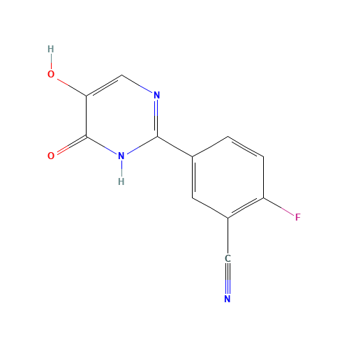 2-fluoro-5-(5-hydroxy-6-oxo-1H-pyrimidin-2-yl)benzonitrile (CAS: 1333239-69-2) - Chemical Structure and Molecular Formula 