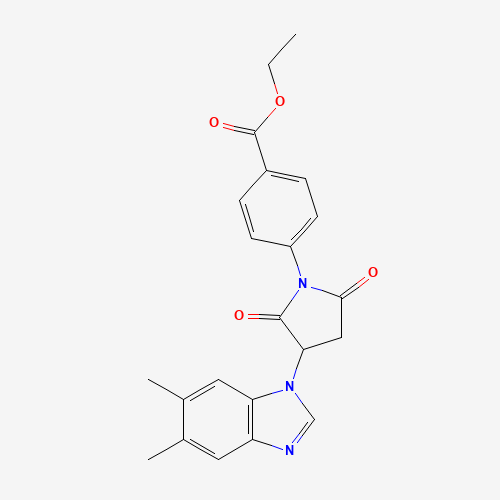 ethyl 4-[3-(5,6-dimethylbenzimidazol-1-yl)-2,5-dioxopyrrolidin-1-yl]benzoate (CAS: 62908-94-5) - Related Chemical Product