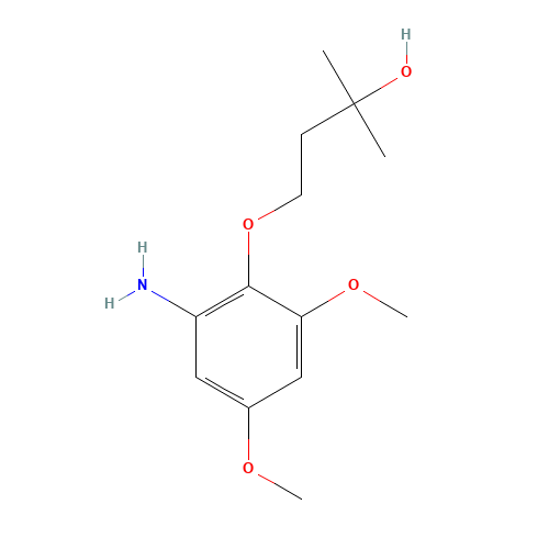 4-(2-amino-4,6-dimethoxyphenoxy)-2-methylbutan-2-ol (CAS: 1373753-95-7) - Chemical Structure and Molecular Formula 