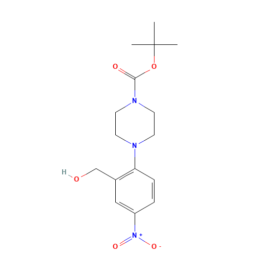 tert-butyl 4-[2-(hydroxymethyl)-4-nitrophenyl]piperazine-1-carboxylate (CAS: 955369-05-8) - Chemical Structure and Molecular Formula 
