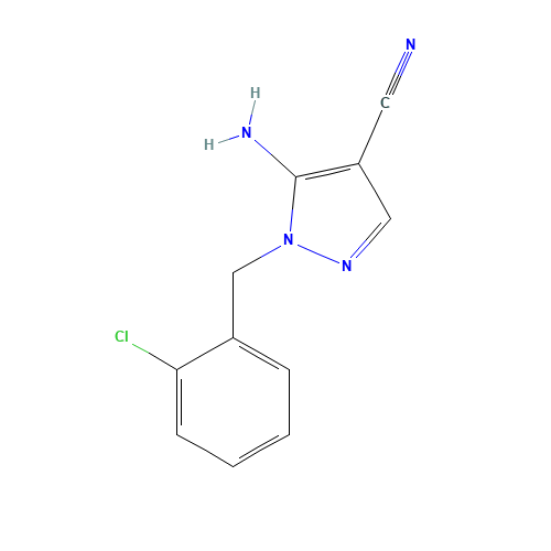 5-amino-1-[(2-chlorophenyl)methyl]pyrazole-4-carbonitrile (CAS: 106898-42-4) - Chemical Structure and Molecular Formula 