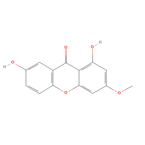 1,7-dihydroxy-3-methoxyxanthen-9-one (CAS: 437-50-3) - Chemical Structure and Molecular Formula 