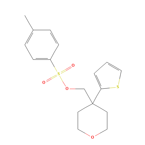 (4-thiophen-2-yloxan-4-yl)methyl 4-methylbenzenesulfonate (CAS: 921938-87-6) - Chemical Structure and Molecular Formula 