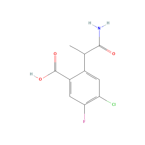 2-(1-amino-1-oxopropan-2-yl)-4-chloro-5-fluorobenzoic acid (CAS: 1450618-81-1) - Chemical Structure and Molecular Formula 