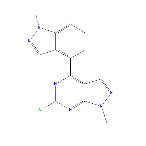 6-chloro-4-(1H-indazol-4-yl)-1-methylpyrazolo[3,4-d]pyrimidine (CAS: 1292902-31-8) - Chemical Structure and Molecular Formula 