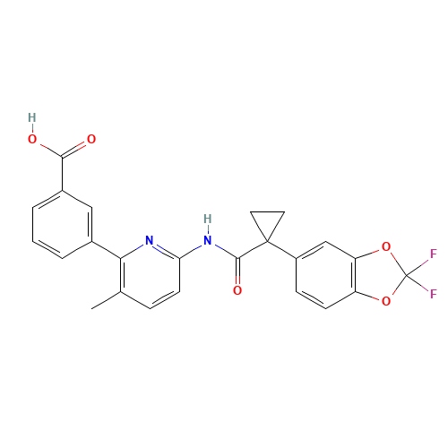 3-[6-[[1-(2,2-difluoro-1,3-benzodioxol-5-yl)cyclopropanecarbonyl]amino]-3-methylpyridin-2-yl]benzoic acid (CAS: 936727-05-8) - Related Chemical Product