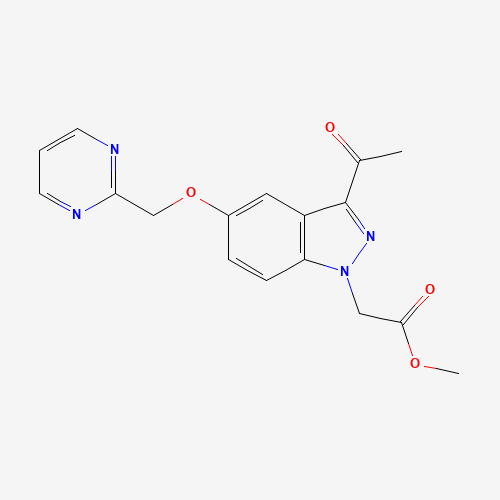 methyl 2-[3-acetyl-5-(pyrimidin-2-ylmethoxy)indazol-1-yl]acetate (CAS: 1386457-60-8) - Related Chemical Product