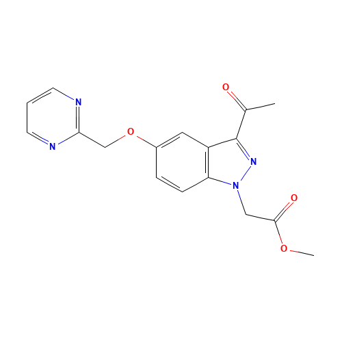 methyl 2-[3-acetyl-5-(pyrimidin-2-ylmethoxy)indazol-1-yl]acetate (CAS: 1386457-60-8) - Related Chemical Product