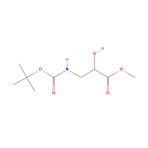 methyl 2-hydroxy-3-[(2-methylpropan-2-yl)oxycarbonylamino]propanoate (CAS: 113525-87-4) - Chemical Structure and Molecular Formula 