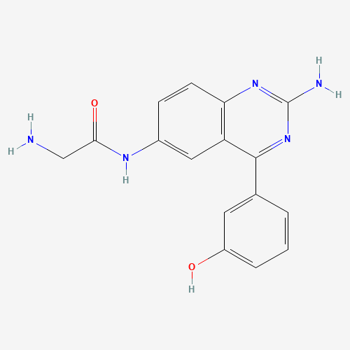 2-amino-N-[2-amino-4-(3-hydroxyphenyl)quinazolin-6-yl]acetamide (CAS: 1169846-09-6) - Chemical Structure and Molecular Formula 