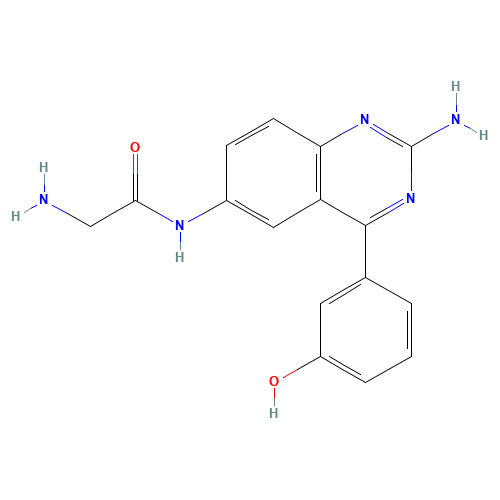 2-amino-N-[2-amino-4-(3-hydroxyphenyl)quinazolin-6-yl]acetamide (CAS: 1169846-09-6) - Chemical Structure and Molecular Formula 