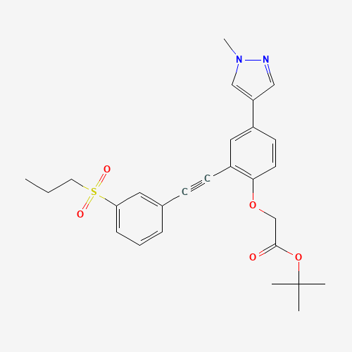 tert-butyl 2-[4-(1-methylpyrazol-4-yl)-2-[2-(3-propylsulfonylphenyl)ethynyl]phenoxy]acetate (CAS: 1240288-39-4) - Chemical Structure and Molecular Formula 