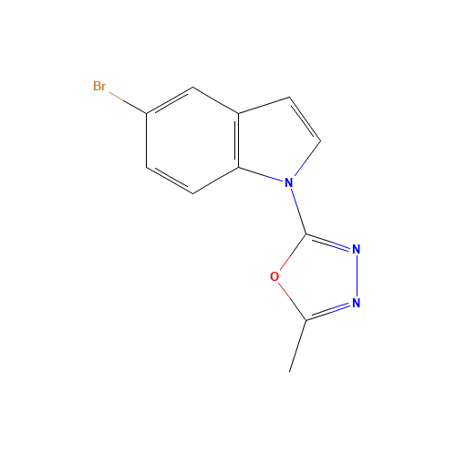 2-(5-bromoindol-1-yl)-5-methyl-1,3,4-oxadiazole (CAS: 1610800-98-0) - Chemical Structure and Molecular Formula 
