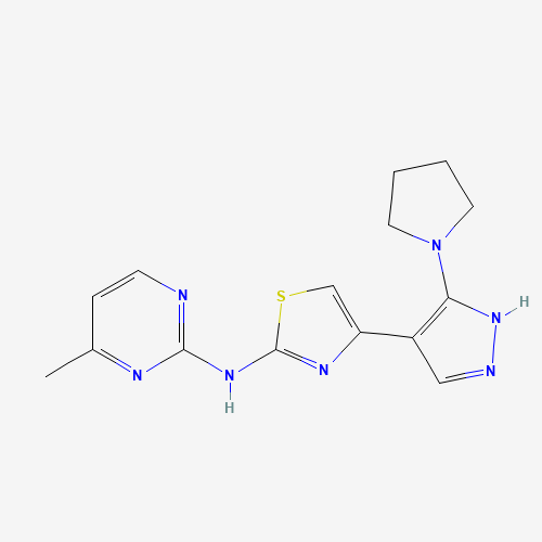 N-(4-methylpyrimidin-2-yl)-4-(5-pyrrolidin-1-yl-1H-pyrazol-4-yl)-1,3-thiazol-2-amine (CAS: 1235313-52-6) - Related Chemical Product