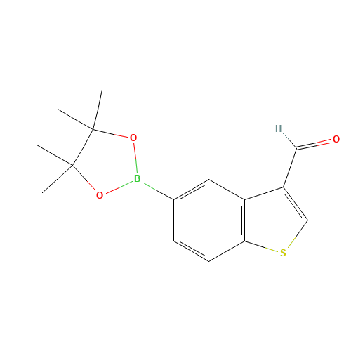 5-(4,4,5,5-tetramethyl-1,3,2-dioxaborolan-2-yl)-1-benzothiophene-3-carbaldehyde (CAS: 1008361-79-2) - Chemical Structure and Molecular Formula 