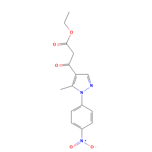 ethyl 3-[5-methyl-1-(4-nitrophenyl)pyrazol-4-yl]-3-oxopropanoate (CAS: 1404530-79-5) - Chemical Structure and Molecular Formula 