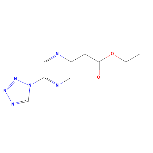 ethyl 2-[5-(tetrazol-1-yl)pyrazin-2-yl]acetate (CAS: 1374575-03-7) - Chemical Structure and Molecular Formula 