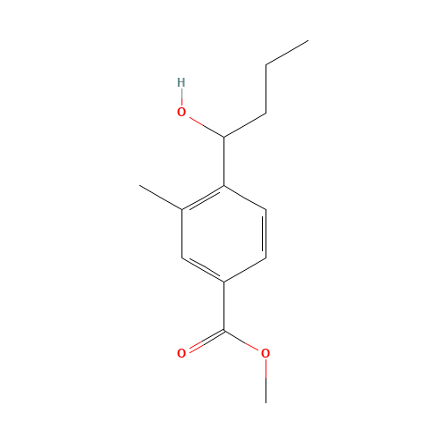 methyl 4-(1-hydroxybutyl)-3-methylbenzoate (CAS: 1393125-72-8) - Chemical Structure and Molecular Formula 