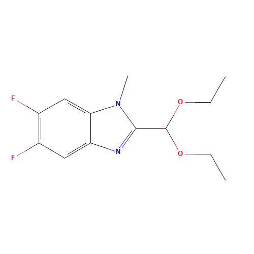 2-(diethoxymethyl)-5,6-difluoro-1-methylbenzimidazole (CAS: 958863-37-1) - Chemical Structure and Molecular Formula 