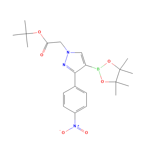 tert-butyl 2-[3-(4-nitrophenyl)-4-(4,4,5,5-tetramethyl-1,3,2-dioxaborolan-2-yl)pyrazol-1-yl]acetate (CAS: 942920-29-8) - Chemical Structure and Molecular Formula 