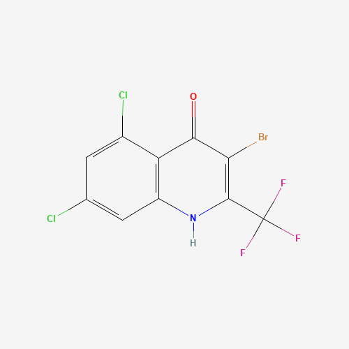 3-bromo-5,7-dichloro-2-(trifluoromethyl)-1H-quinolin-4-one (CAS: 59108-29-1) - Chemical Structure and Molecular Formula 