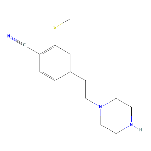 2-methylsulfanyl-4-(2-piperazin-1-ylethyl)benzonitrile (CAS: 1374358-67-4) - Chemical Structure and Molecular Formula 