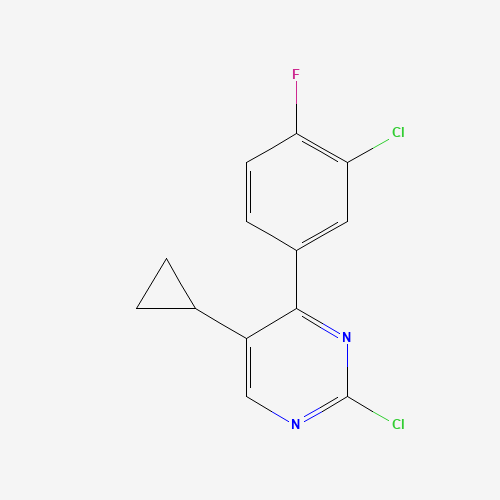 2-chloro-4-(3-chloro-4-fluorophenyl)-5-cyclopropylpyrimidine (CAS: 1341200-68-7) - Chemical Structure and Molecular Formula 