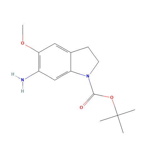tert-butyl 6-amino-5-methoxy-2,3-dihydroindole-1-carboxylate (CAS: 1453199-06-8) - Chemical Structure and Molecular Formula 