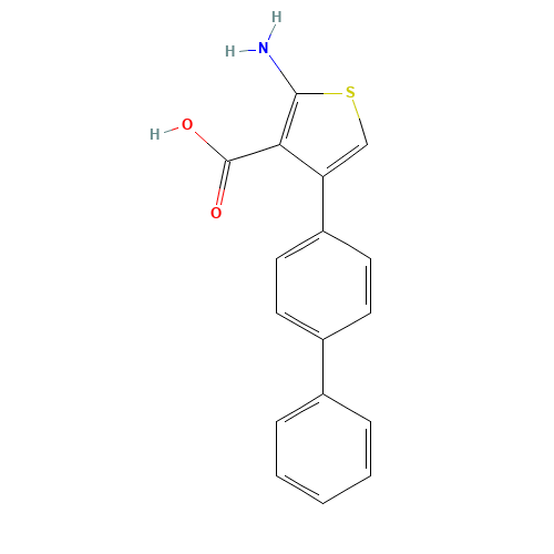 2-amino-4-(4-phenylphenyl)thiophene-3-carboxylic acid (CAS: 899688-14-3) - Chemical Structure and Molecular Formula 