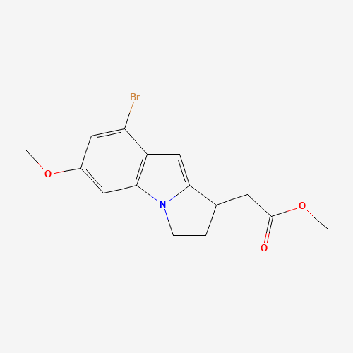 methyl 2-(5-bromo-7-methoxy-2,3-dihydro-1H-pyrrolo[1,2-a]indol-3-yl)acetate (CAS: 476618-50-5) - Chemical Structure and Molecular Formula 