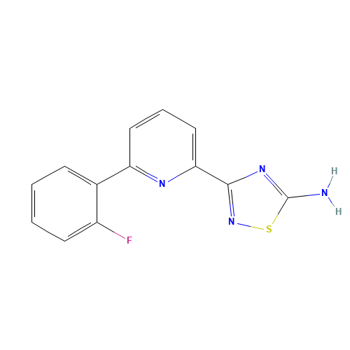 3-[6-(2-fluorophenyl)pyridin-2-yl]-1,2,4-thiadiazol-5-amine (CAS: 1179360-82-7) - Chemical Structure and Molecular Formula 