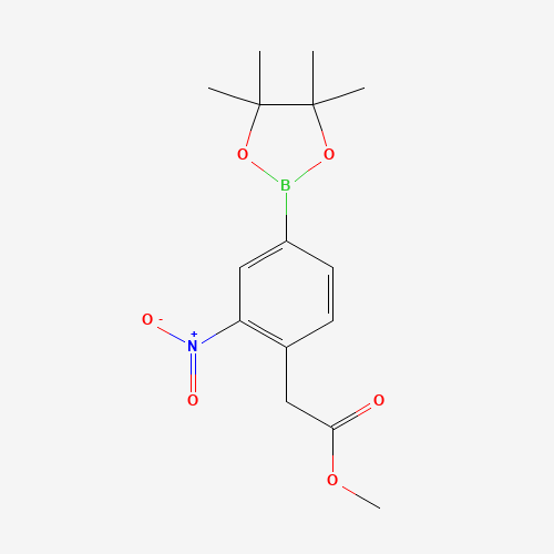 methyl 2-[2-nitro-4-(4,4,5,5-tetramethyl-1,3,2-dioxaborolan-2-yl)phenyl]acetate (CAS: 1352413-08-1) - Chemical Structure and Molecular Formula 