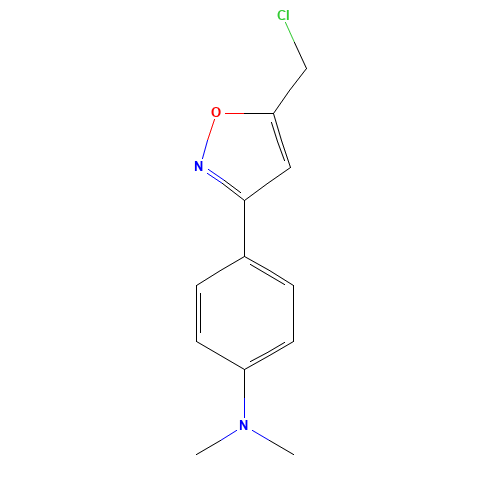 4-[5-(chloromethyl)-1,2-oxazol-3-yl]-N,N-dimethylaniline (CAS: 1105061-79-7) - Chemical Structure and Molecular Formula 