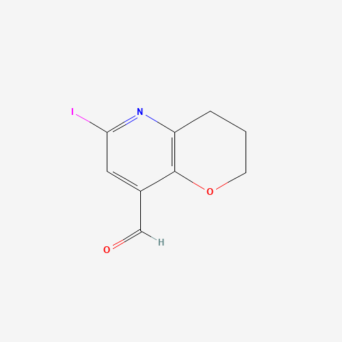 6-iodo-3,4-dihydro-2H-pyrano[3,2-b]pyridine-8-carbaldehyde (CAS: 1261365-84-7) - Chemical Structure and Molecular Formula 
