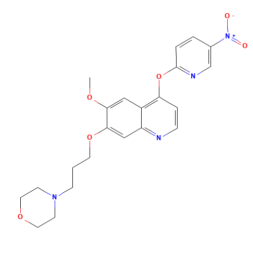 4-[3-[6-methoxy-4-(5-nitropyridin-2-yl)oxyquinolin-7-yl]oxypropyl]morpholine (CAS: 960299-73-4) - Chemical Structure and Molecular Formula 