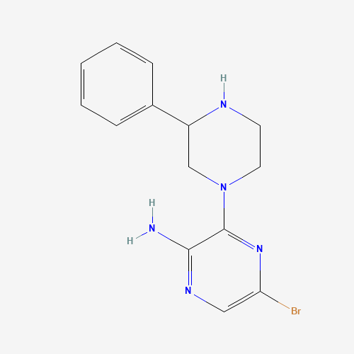 5-bromo-3-(3-phenylpiperazin-1-yl)pyrazin-2-amine (CAS: 893612-07-2) - Chemical Structure and Molecular Formula 