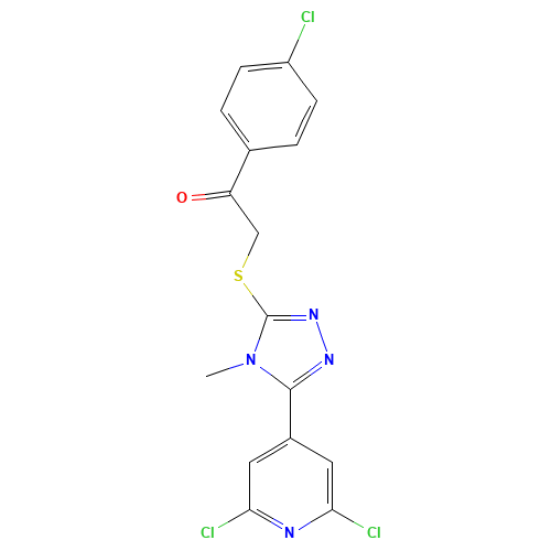 1-(4-chlorophenyl)-2-[[5-(2,6-dichloropyridin-4-yl)-4-methyl-1,2,4-triazol-3-yl]sulfanyl]ethanone (CAS: 680216-59-5) - Related Chemical Product